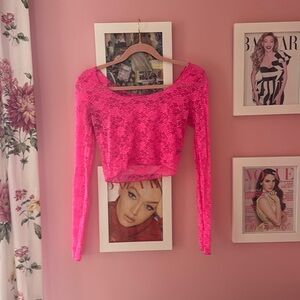 lace hot pink long sleeve medium